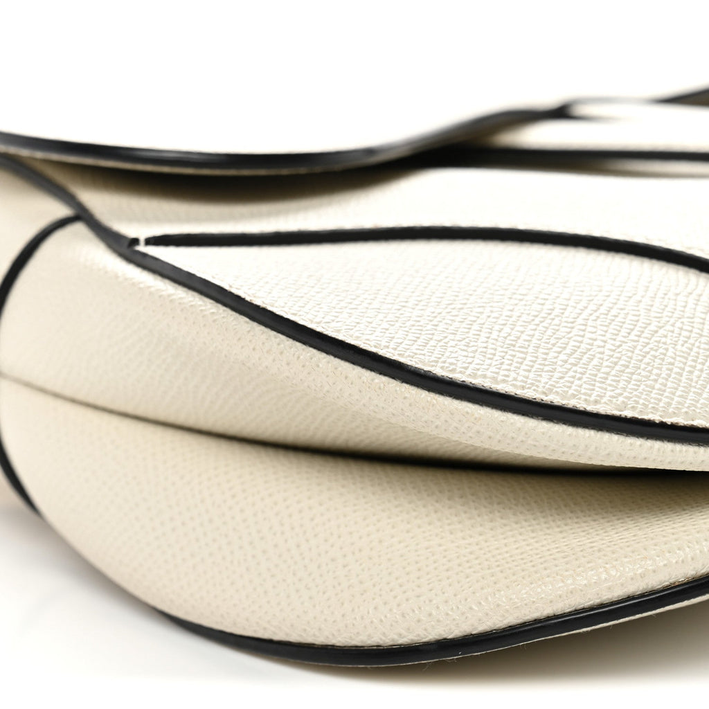 Christian Dior Grained Calfskin Saddle Bag White