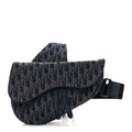 Christian Dior Oblique Mens Saddle Bag Black Blue