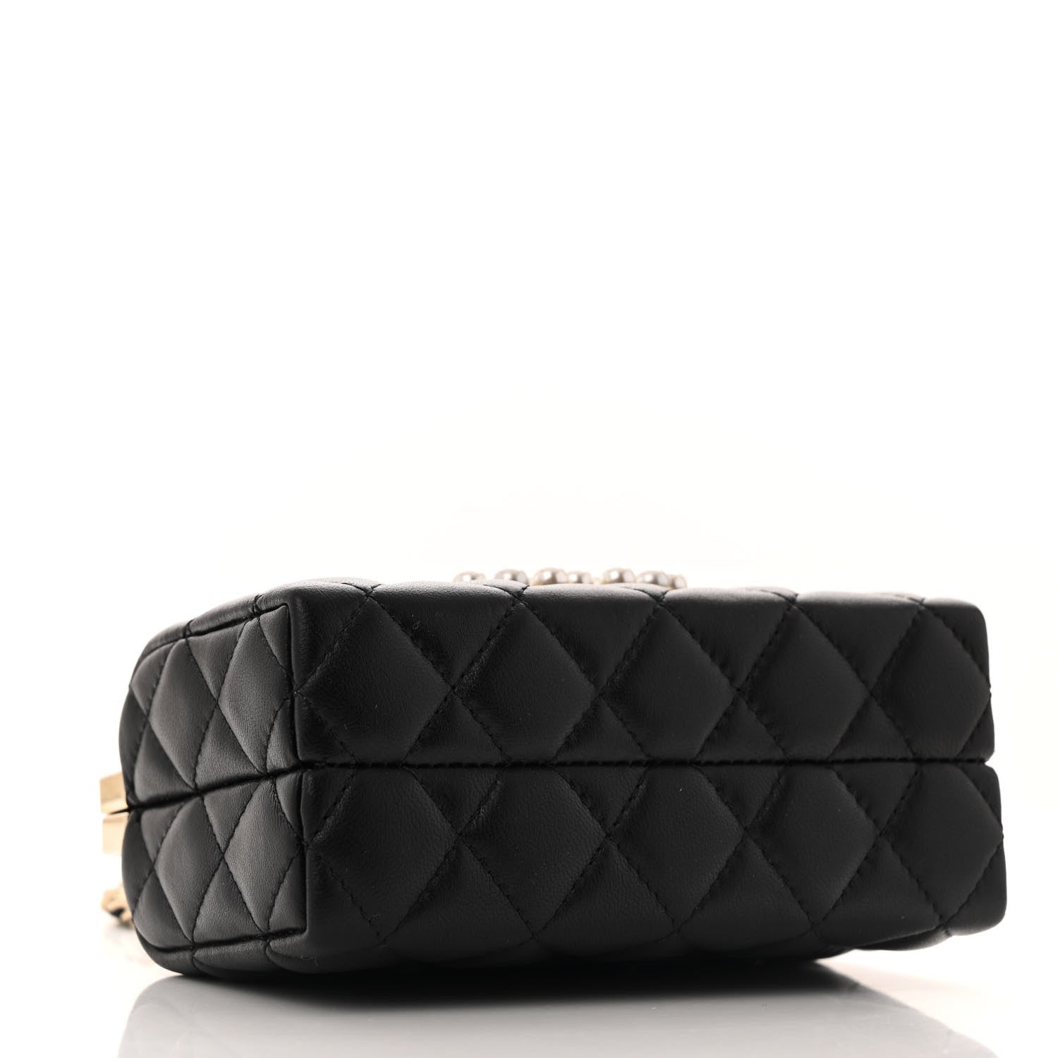 Chanel Lambskin Quilted Pearl CC Vanity Case Black