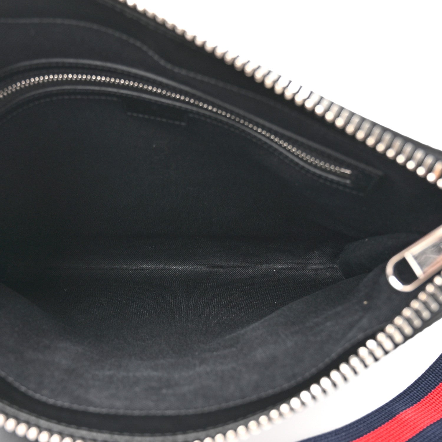 Gucci GG Supreme Monogram Appia Calfskin Web Flat Messenger Bag Black Grey