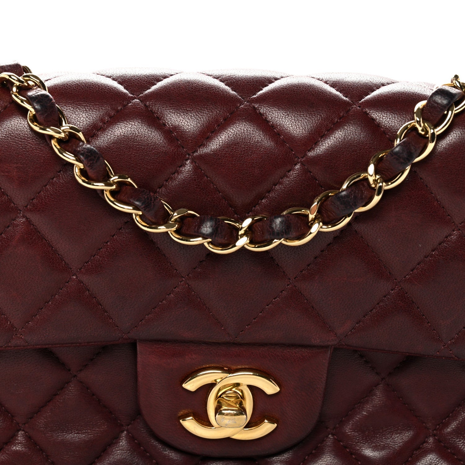 Chanel Lambskin Quilted Mini Rectangular Flap Burgundy