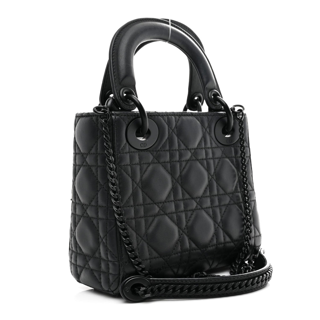 Christian Dior Ultra Matte Calfskin Cannage Mini Lady Dior Black