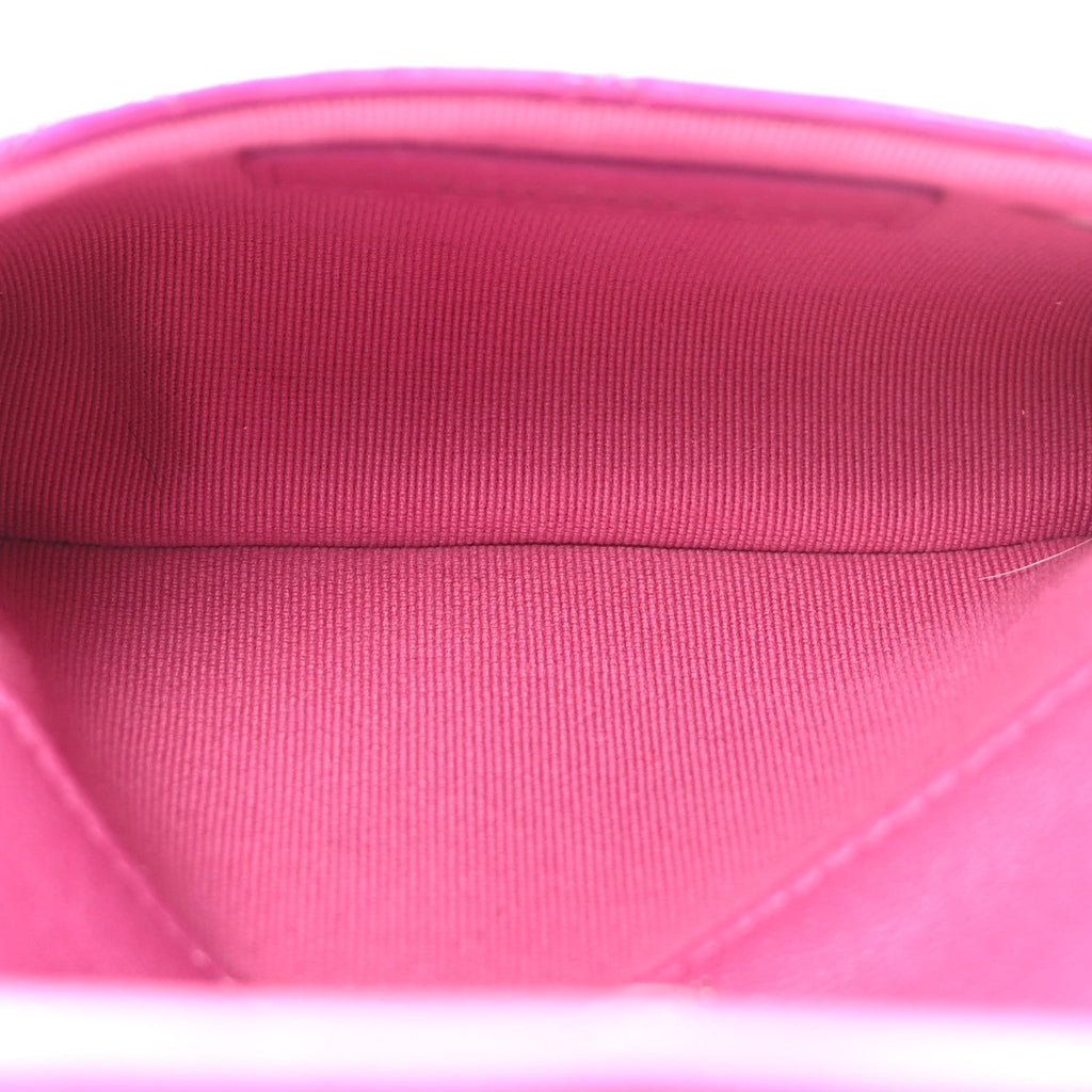 Chanel Patent Lambskin Quilted CC Hook Card Holder Pink
