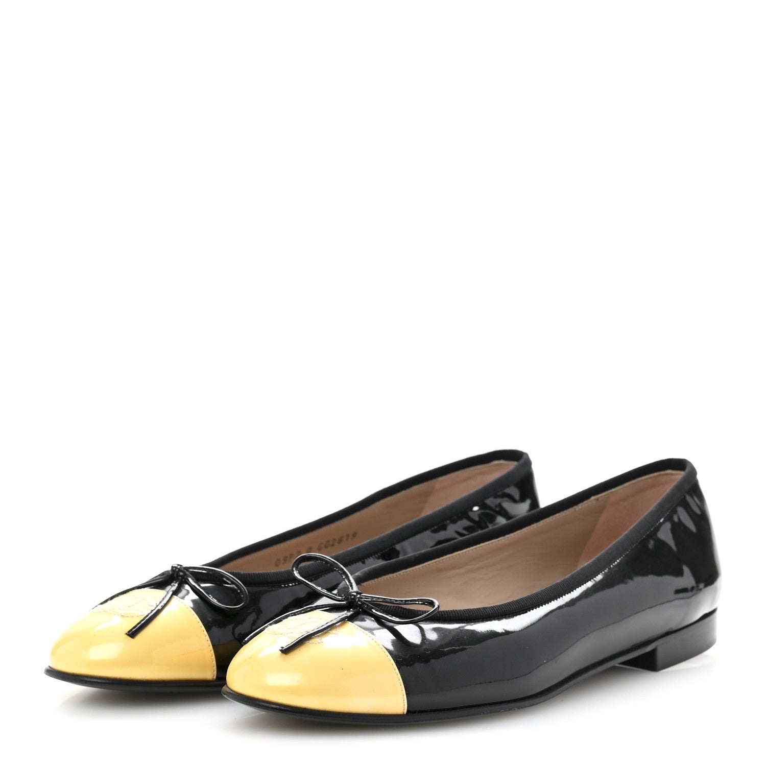 Patent CC Cap Toe Ballerina Flats 40 Black Beige