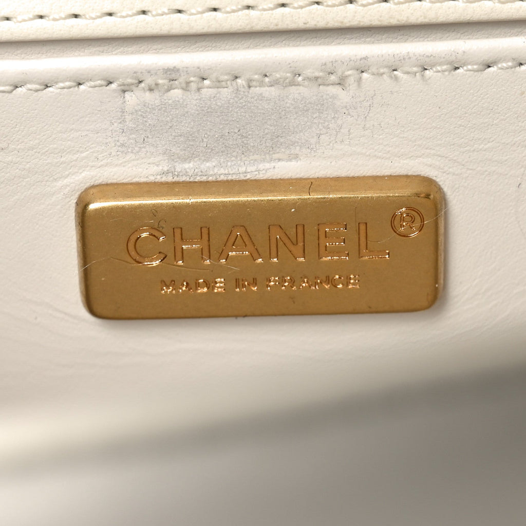 Chanel Lambskin Tulle Embroidered Medium Boy Flap White