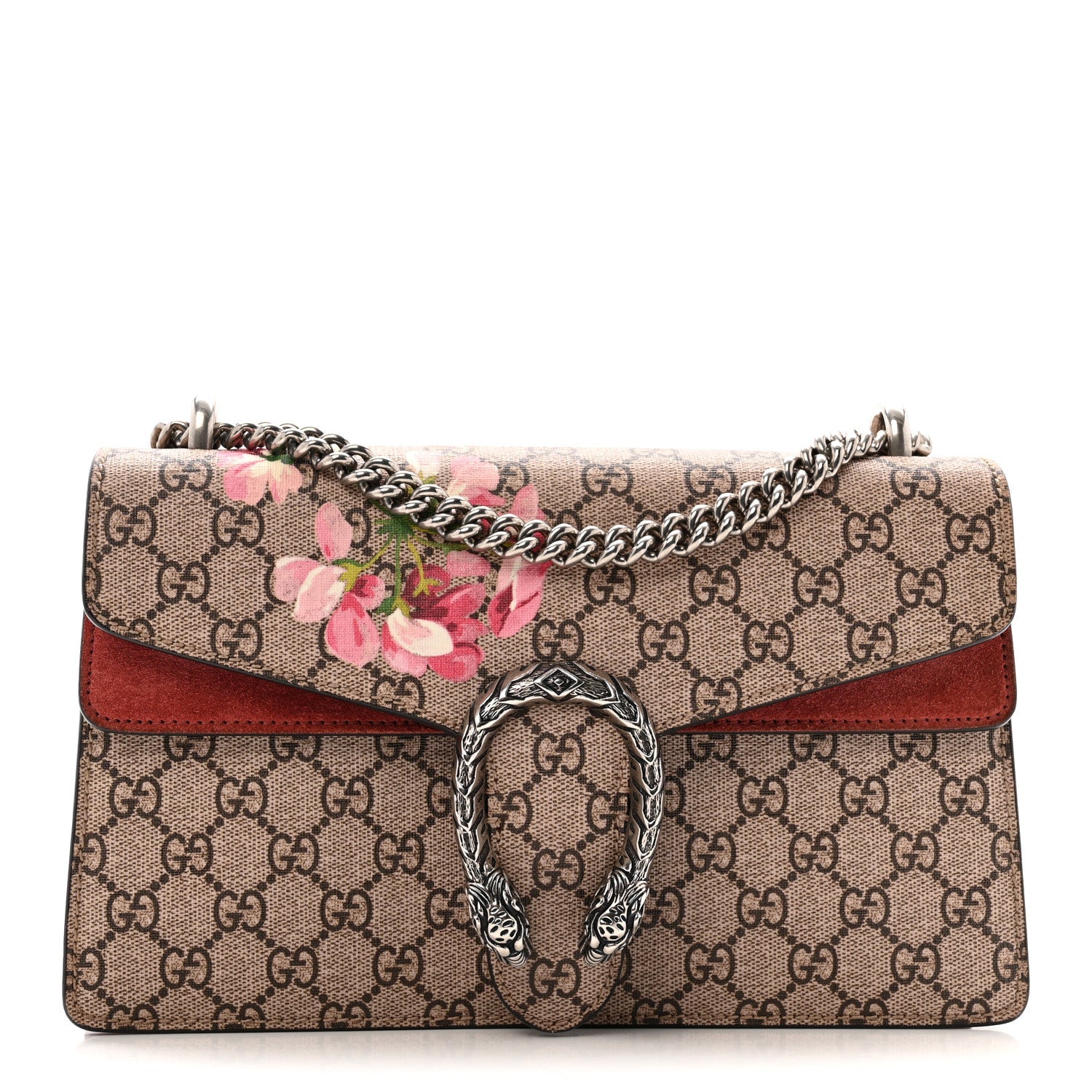 Gucci GG Supreme Monogram Blooms Small Dionysus Shoulder Bag Beige Multicolor Dry Rose