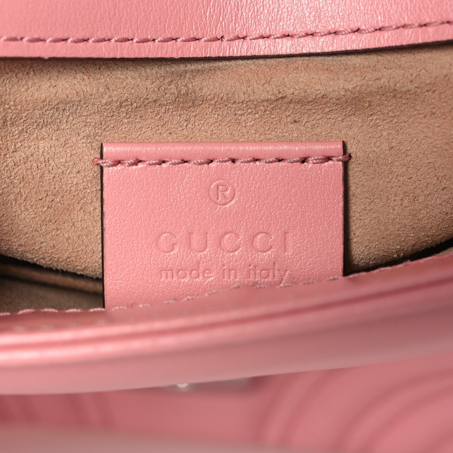 Gucci Calfskin Matelasse Mini GG Marmont Top Handle Shoulder Bag Wild Rose