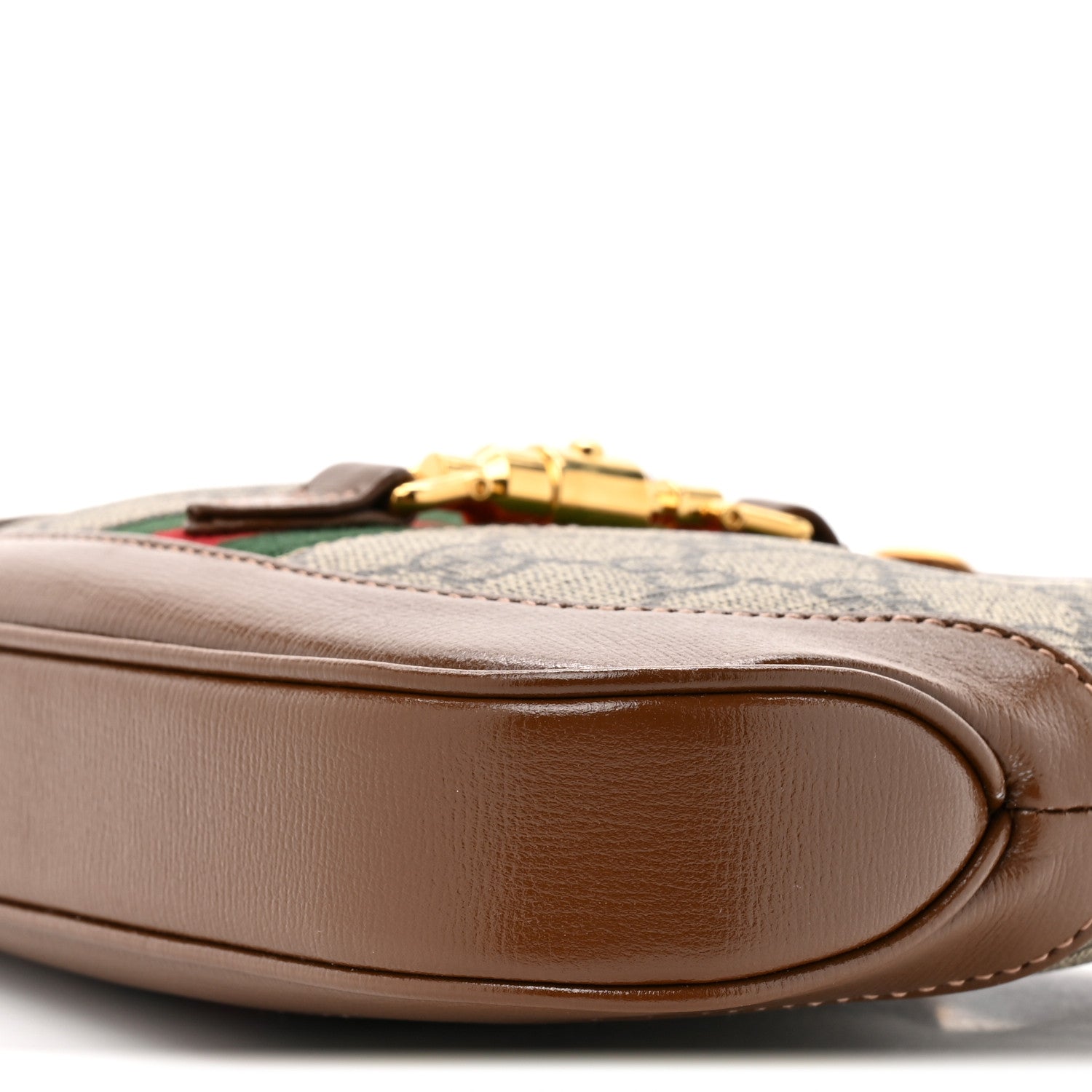 Gucci GG Supreme Monogram Azalea Calfskin Web Mini Jackie 1961 Hobo Beige Ebony Brown Sugar