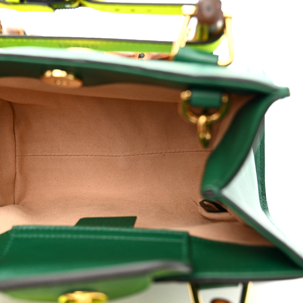 Gucci Wonka Grain Calfskin Mini Diana Tote Bag Green Yellow Fluo
