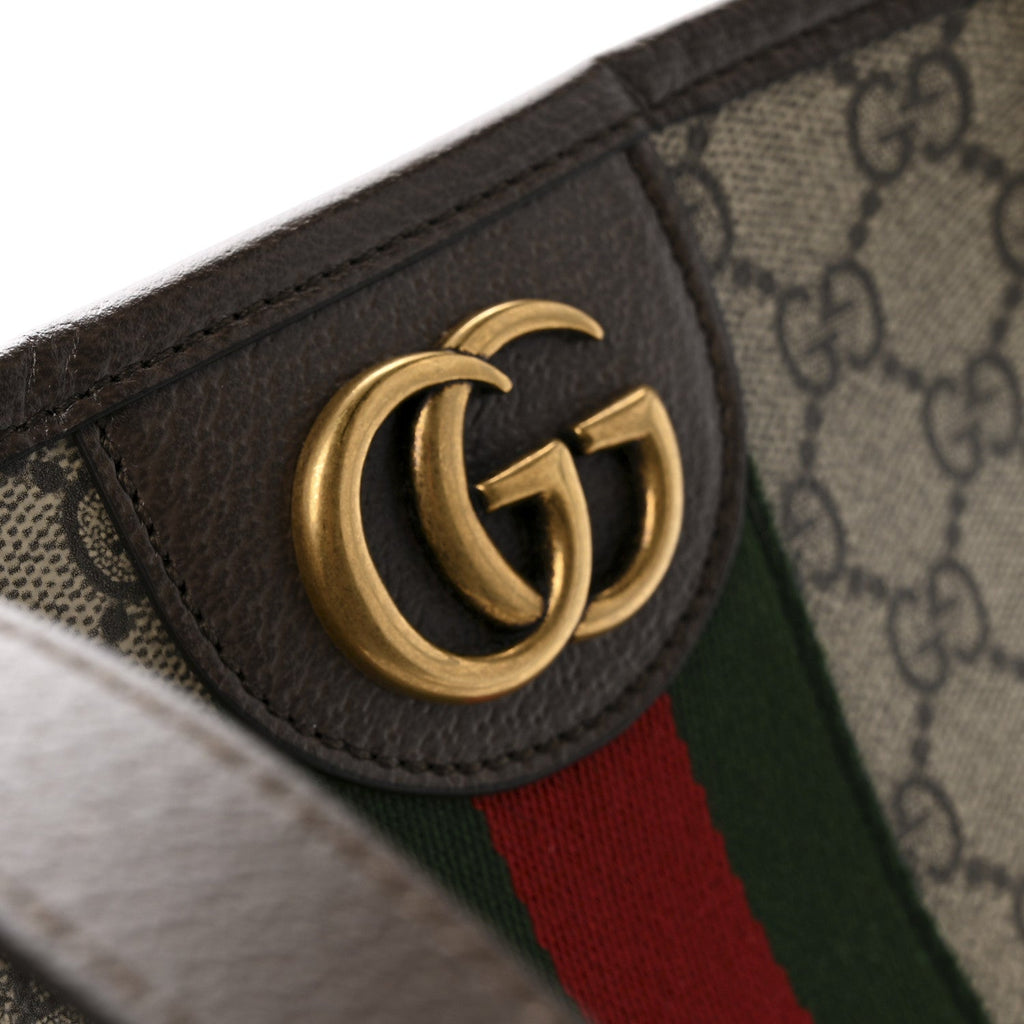 Gucci GG Supreme Monogram Medium Ophidia Tote Bag Brown