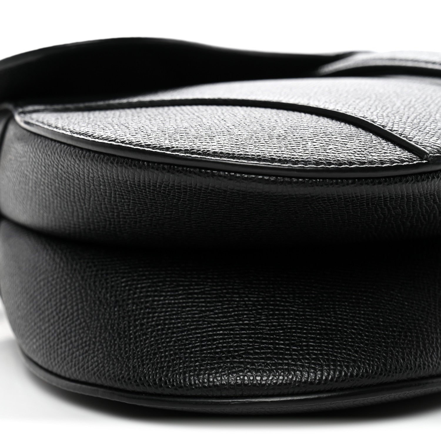 Christian Dior Grained Calfskin Saddle Bag With Strap Black