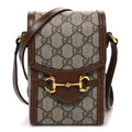 Gucci GG Supreme Monogram Mini Horsebit 1955 Crossbody Bag Beige Brown Sugar