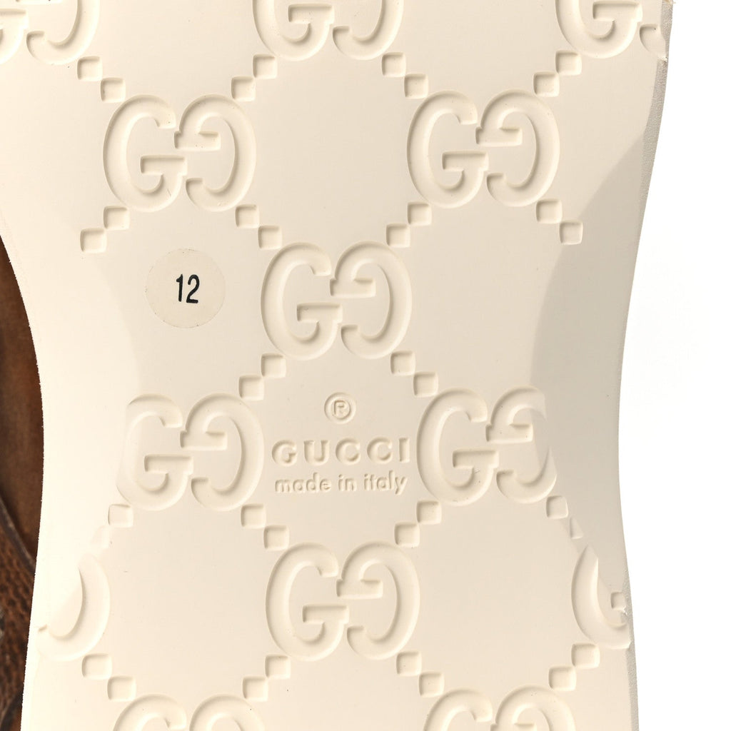 Gucci Garrett Calfskin Monogram Mens Ala Boots 12 Beige Ebony Cuir