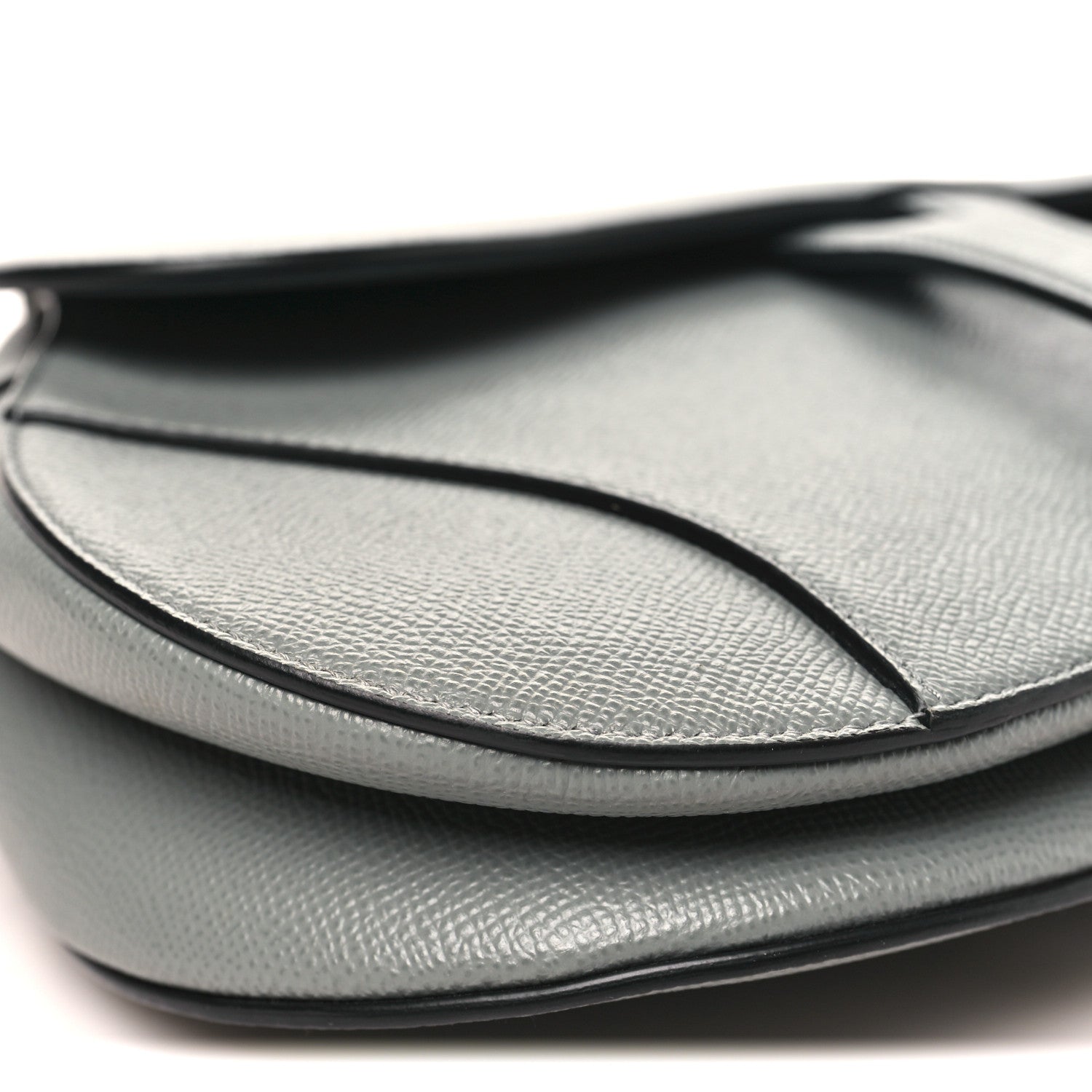 Christian Dior Grained Calfskin Saddle Bag Grey Stone
