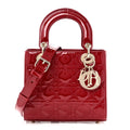 Christian Dior Patent Cannage Small Lady Dior Cherry Red