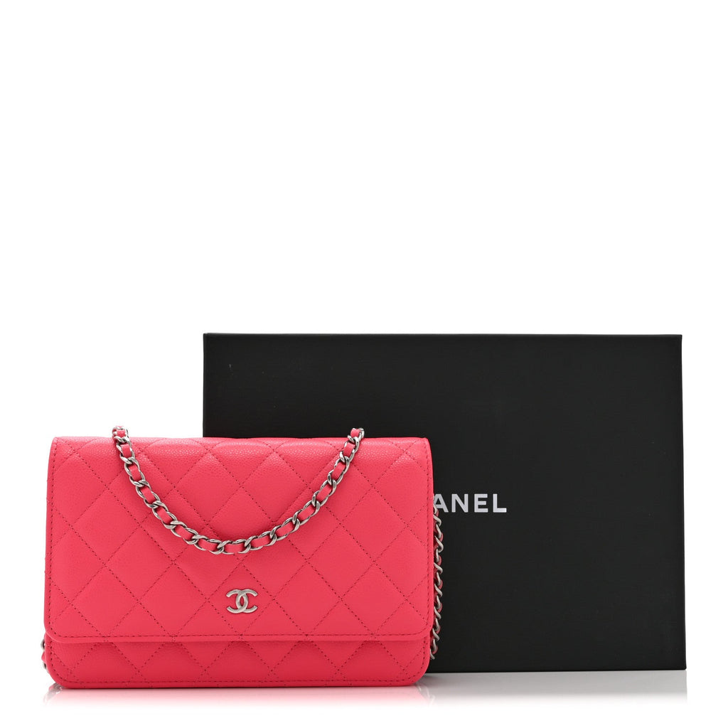 Chanel Caviar Quilted Wallet on Chain WOC Dark Pink
