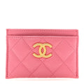 Caviar Quilted Textured CC Card Holder Pink