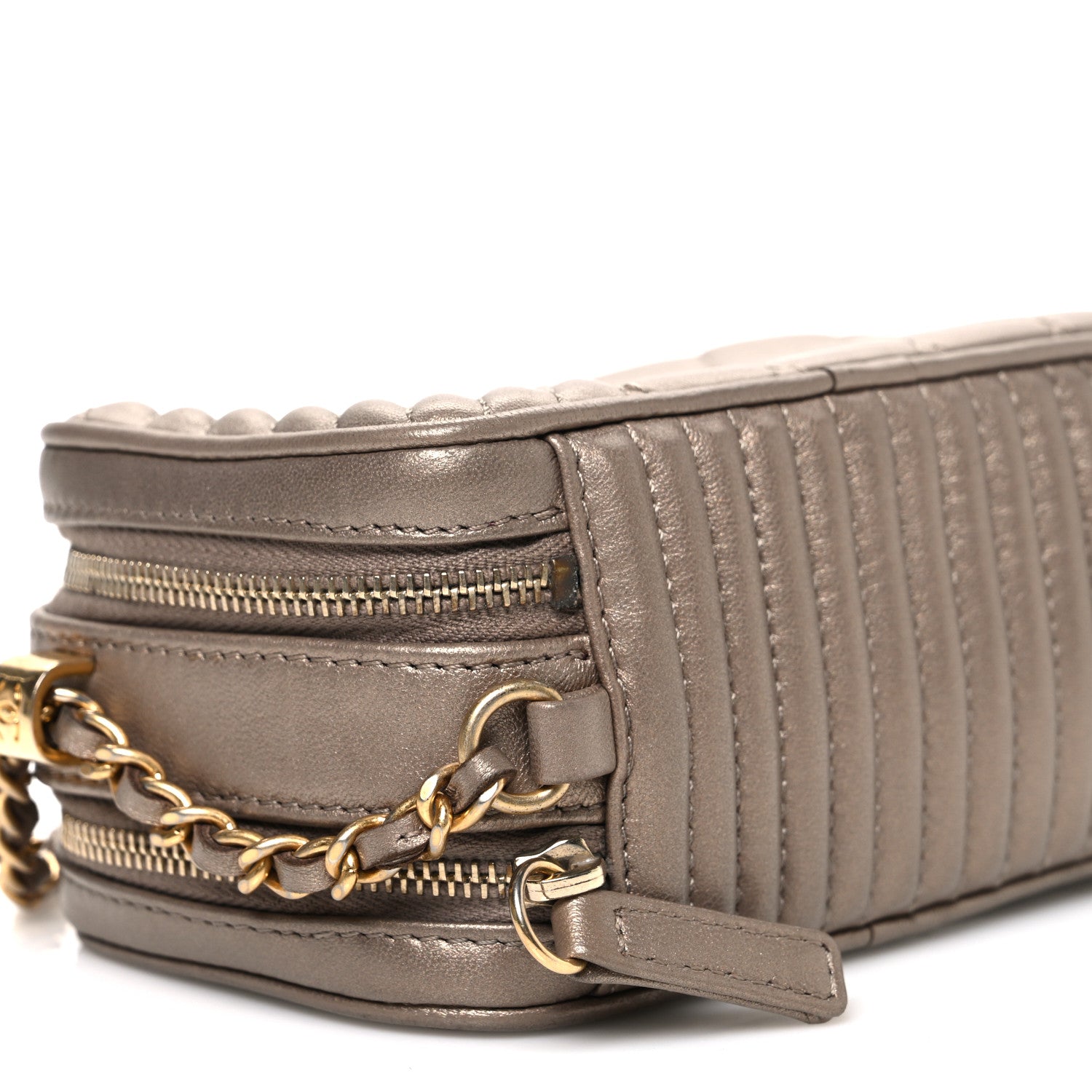 Chanel Metallic Lambskin Mini Coco Boy Camera Case Dark Gold