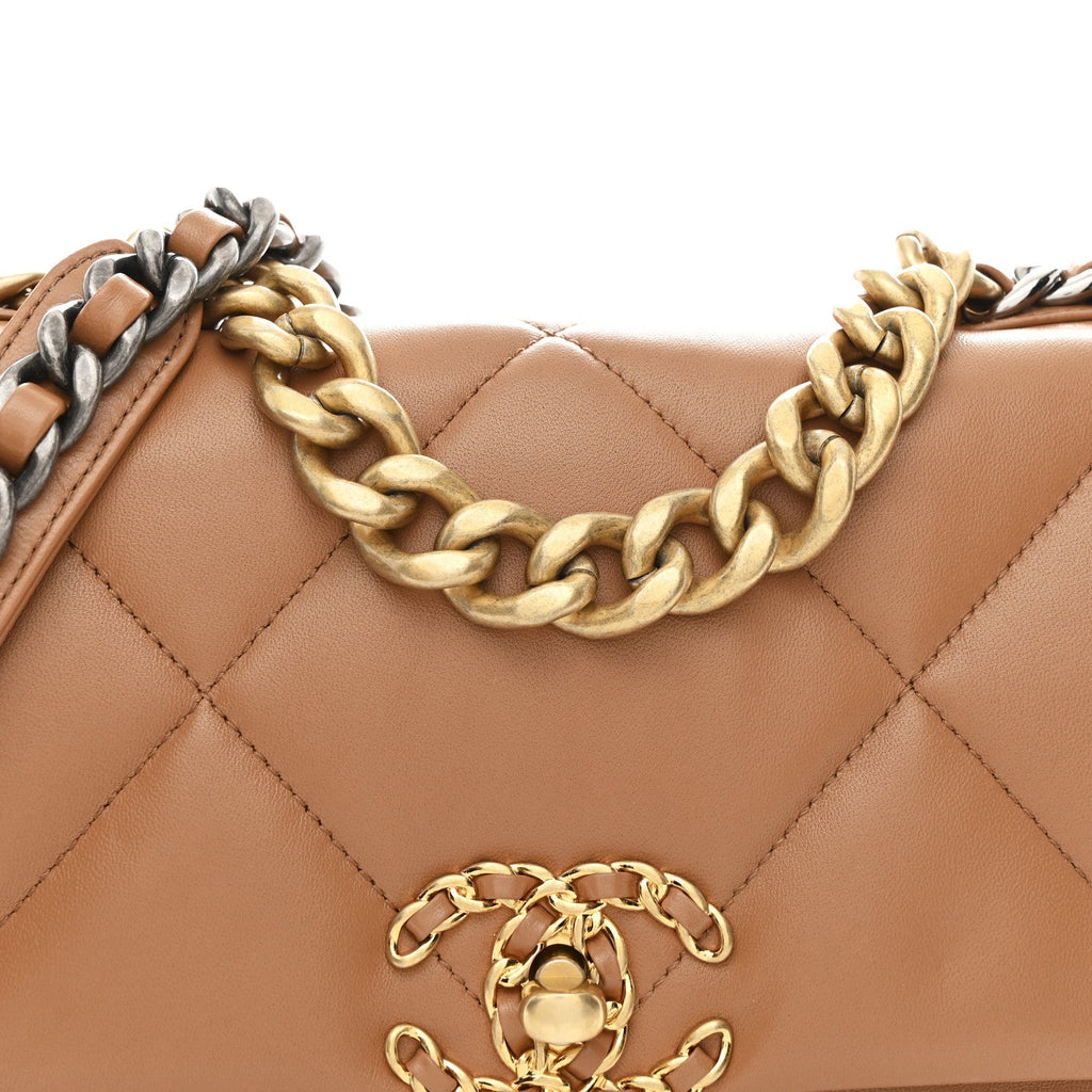 Chanel Lambskin Quilted Medium Chanel 19 Flap Brown