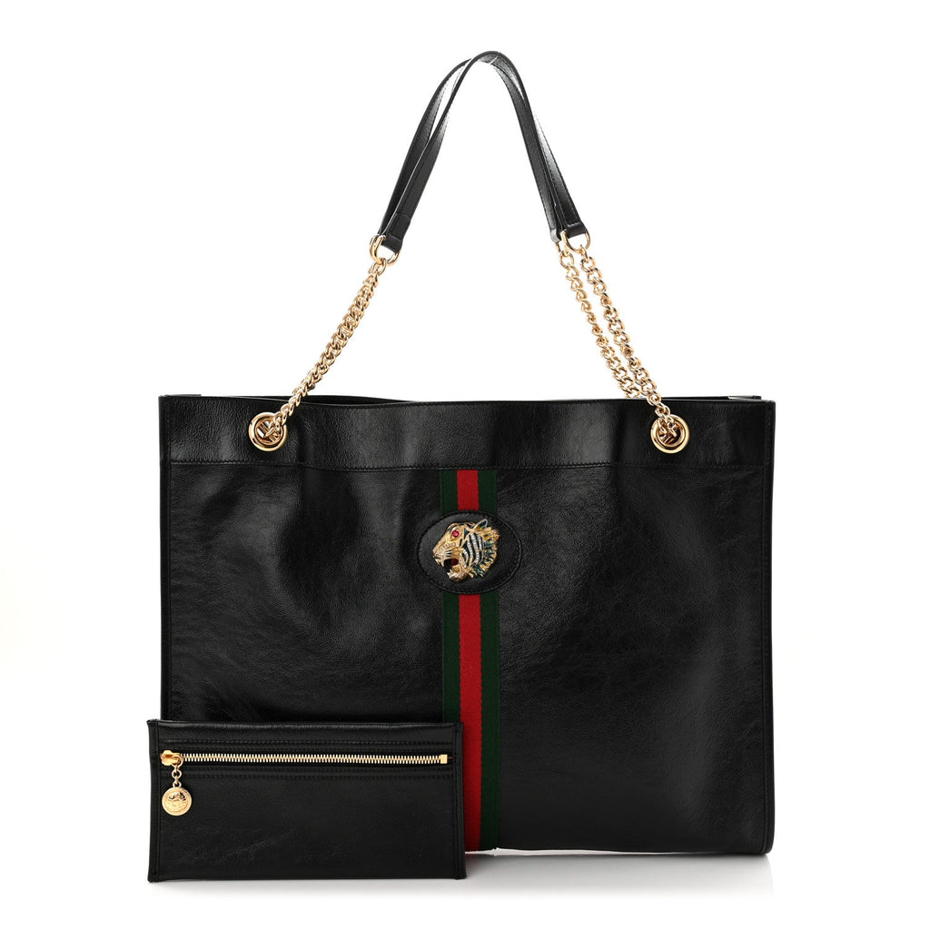 Gucci Calfskin Large Rajah Chain Tote Black