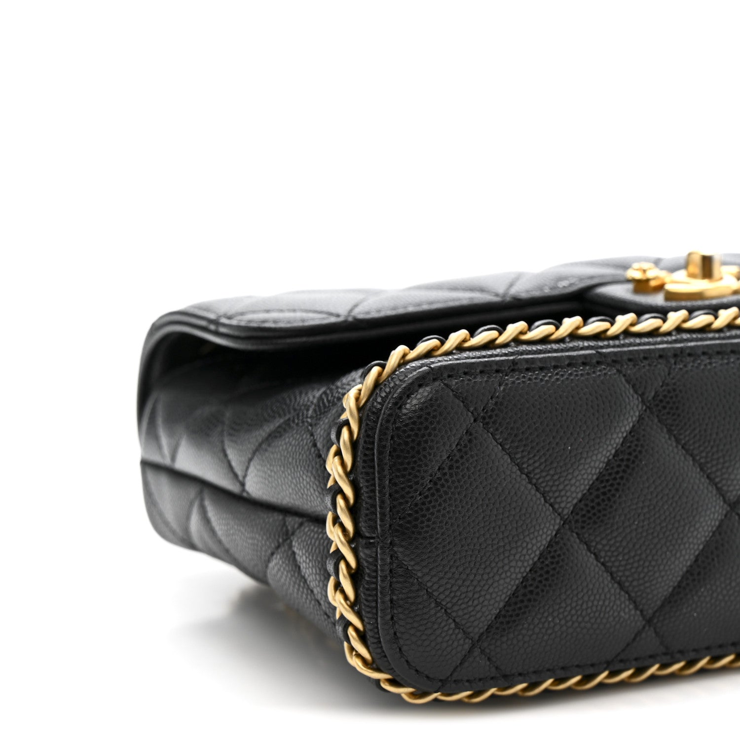 Chanel Caviar Quilted Camellia Chain Around Flap Black