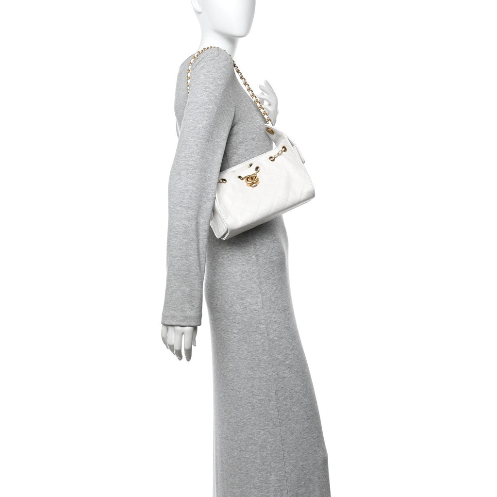 Chanel Caviar Quilted Mini Chanel 25 Handbag White