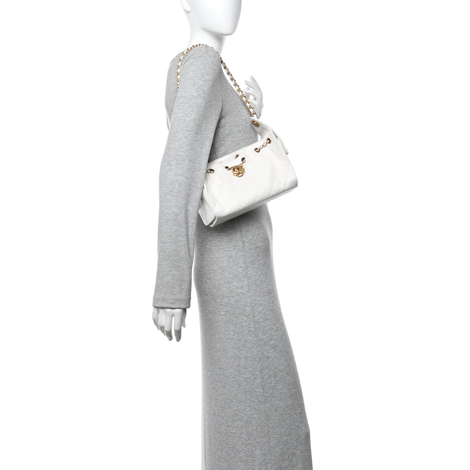 Chanel Caviar Quilted Mini Chanel 25 Handbag White