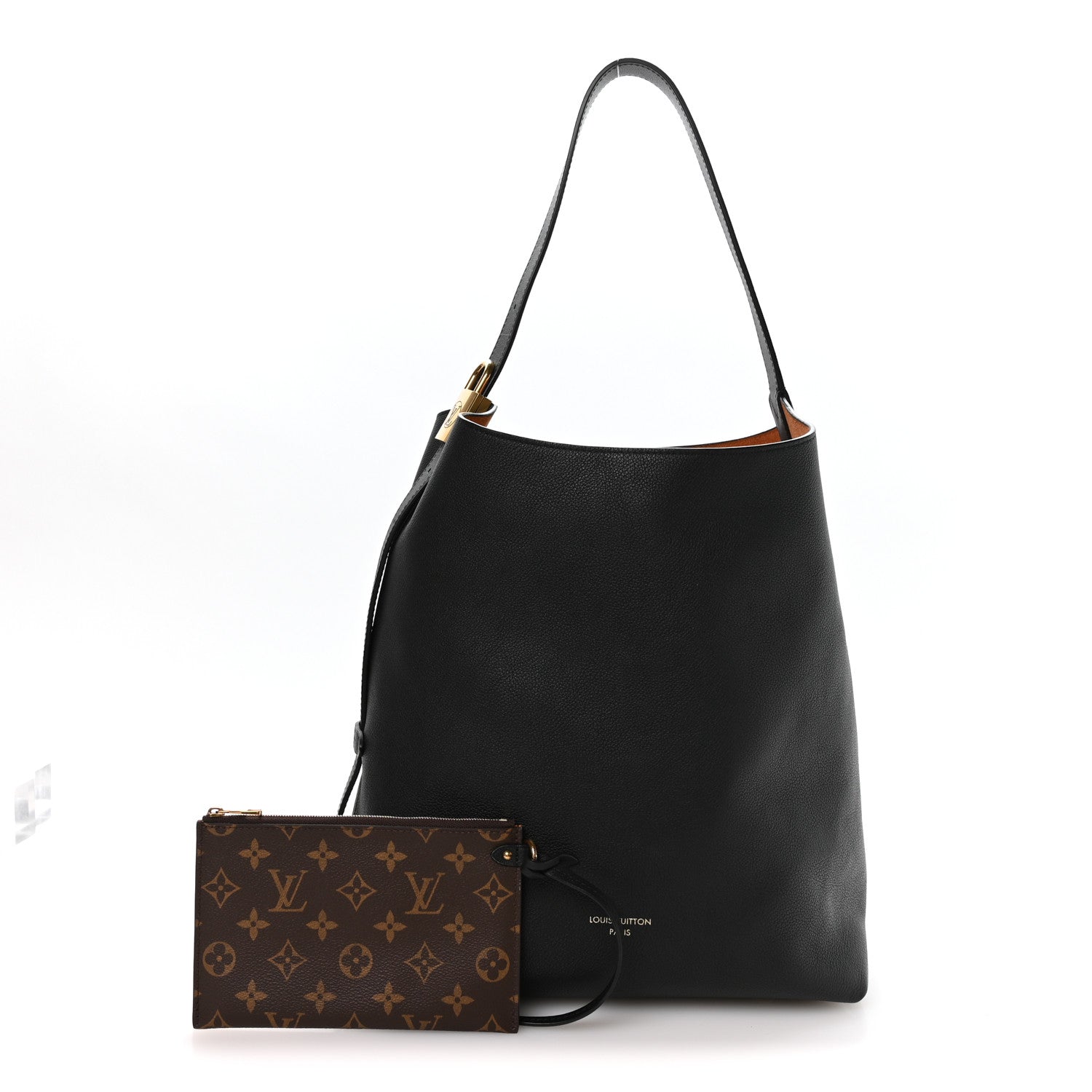 Louis Vuitton Grained Calfskin Low Key Hobo MM Black