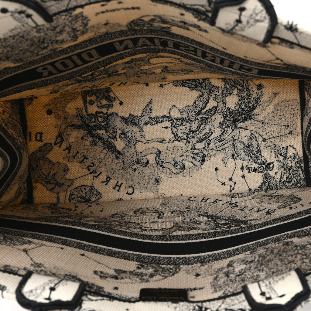 Christian Dior Canvas Zodiac Toile De Jouy Embroidered Large Book Tote Latte