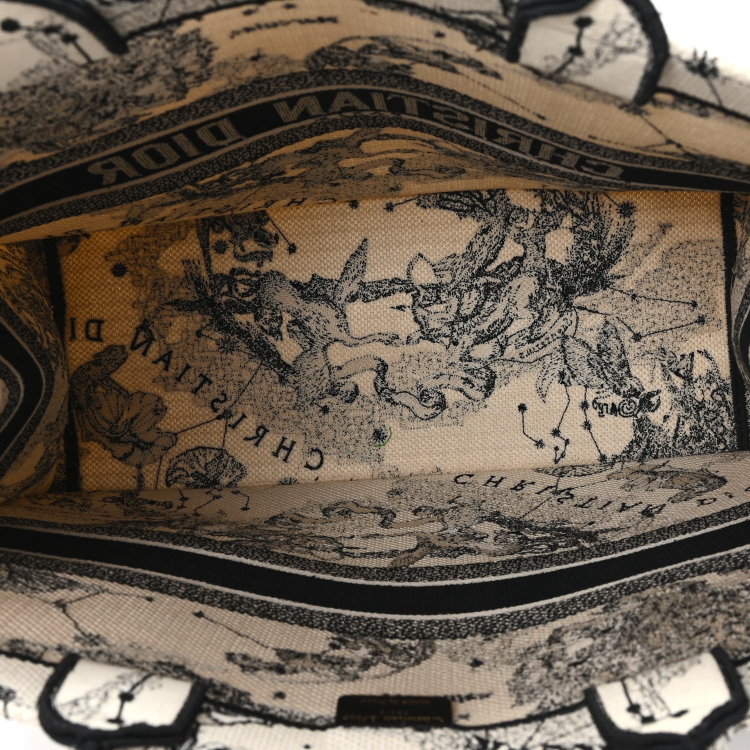 Christian Dior Canvas Zodiac Toile De Jouy Embroidered Large Book Tote Latte