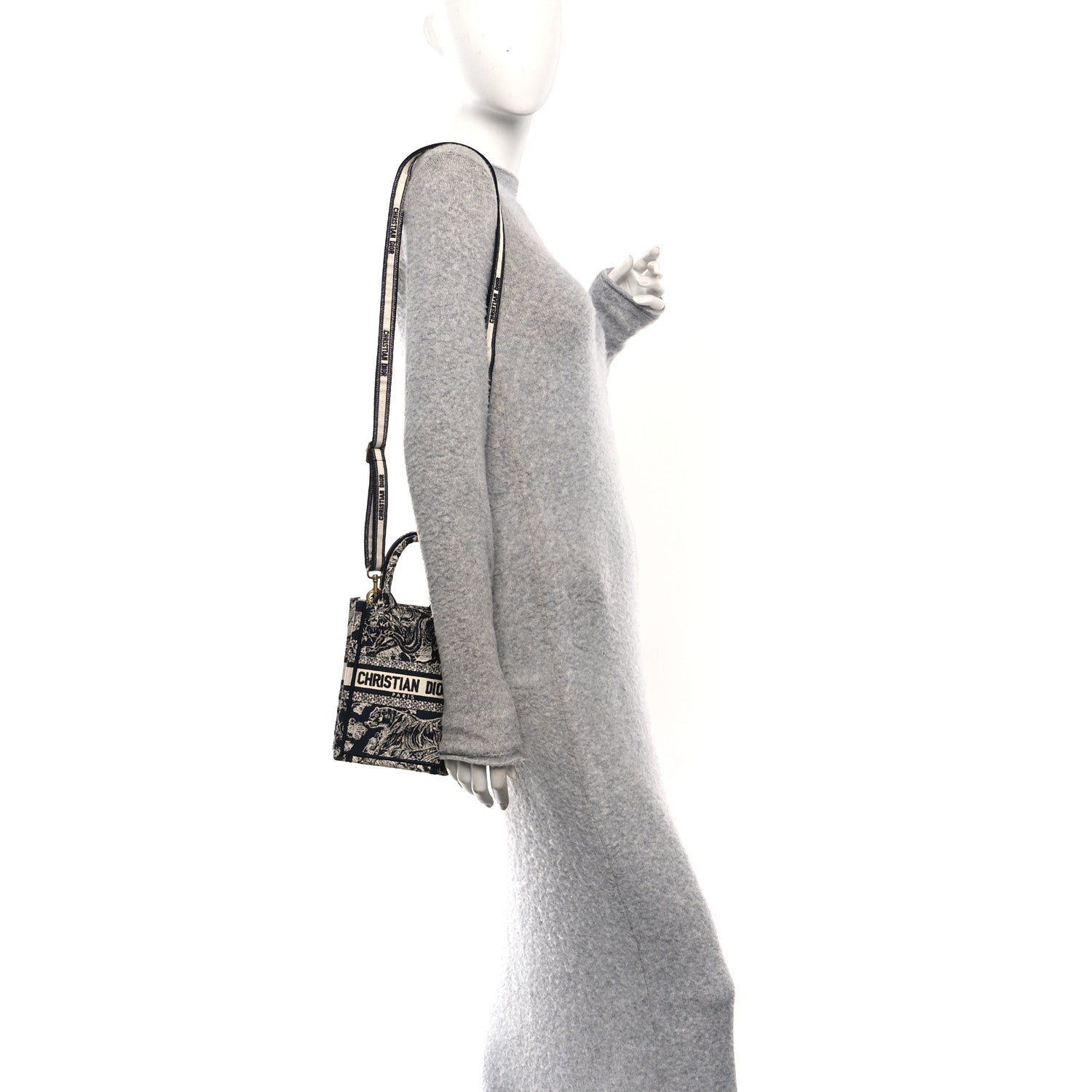 Christian Dior Canvas Toile de Jouy Reverse Embroidered Mini Book Tote Phone Bag Blue