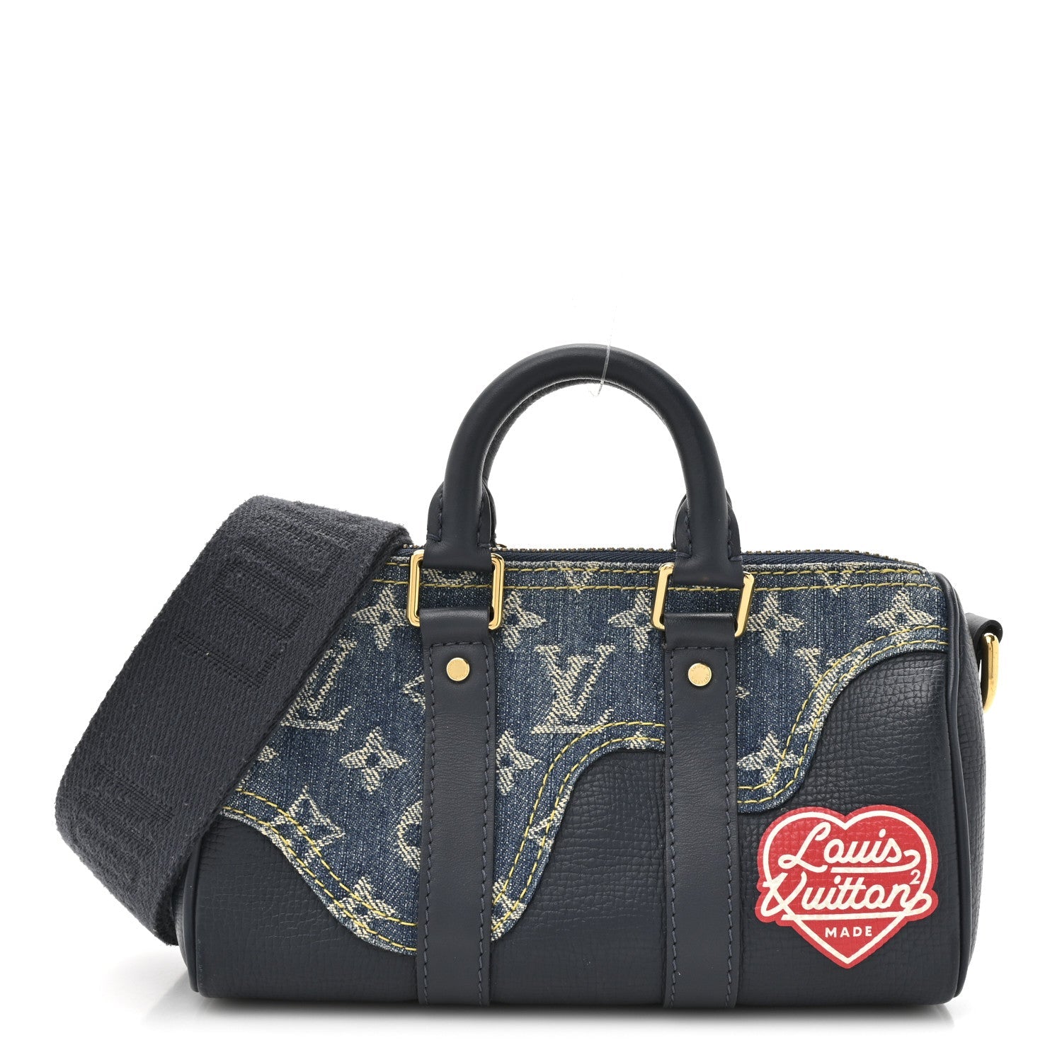Louis Vuitton X NIGO Taurillon Monogram Denim Drip Keepall XS Blue