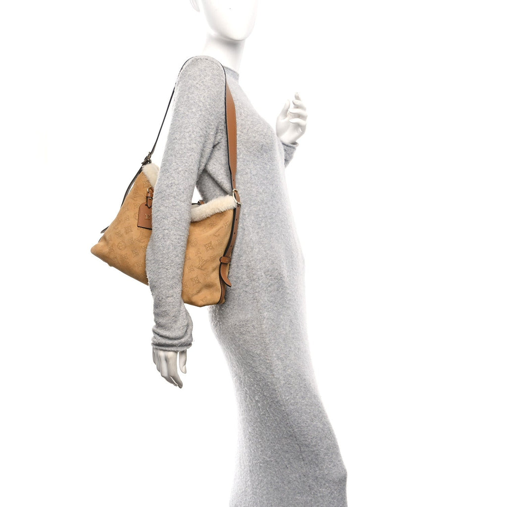 Louis Vuitton Suede Mahina CarryAll PM Beige