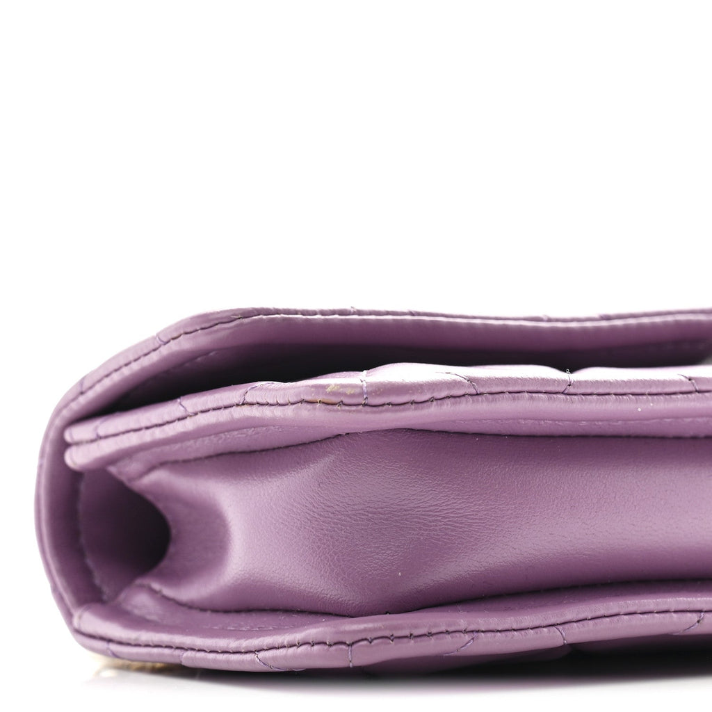 Chanel Shiny Lambskin Quilted Extra Mini Flap Purple