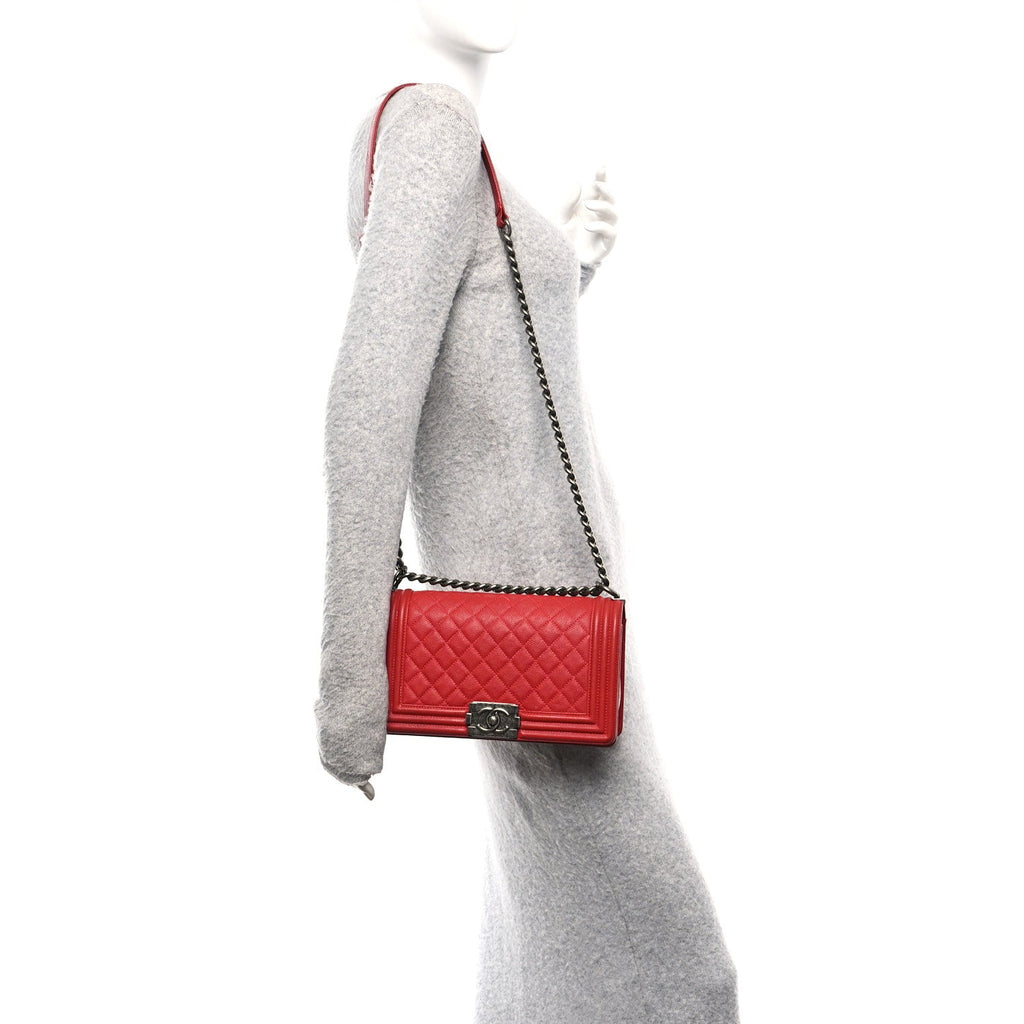 Chanel Caviar Quilted Medium Boy Flap Red