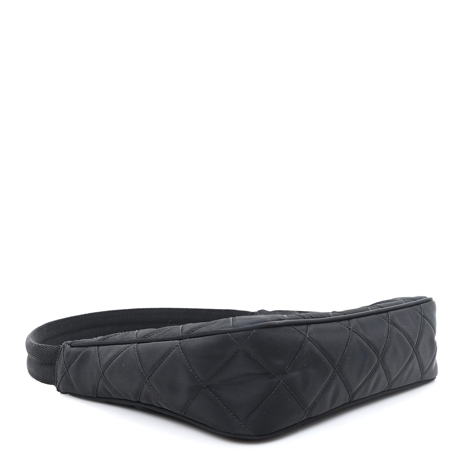 Prada Tessuto Nylon Stitched Shoulder Bag Black