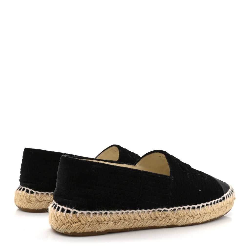 Chanel Velvet Grosgrain CC Espadrilles 38 Black