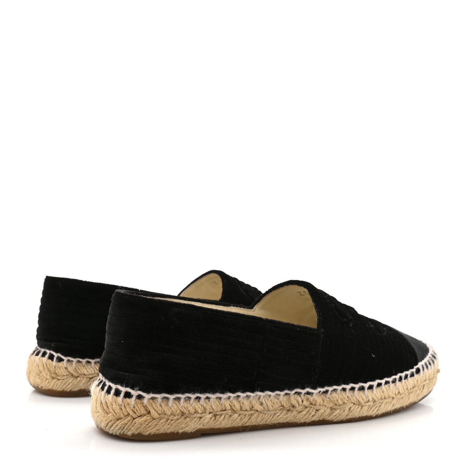 Chanel Velvet Grosgrain CC Espadrilles 38 Black