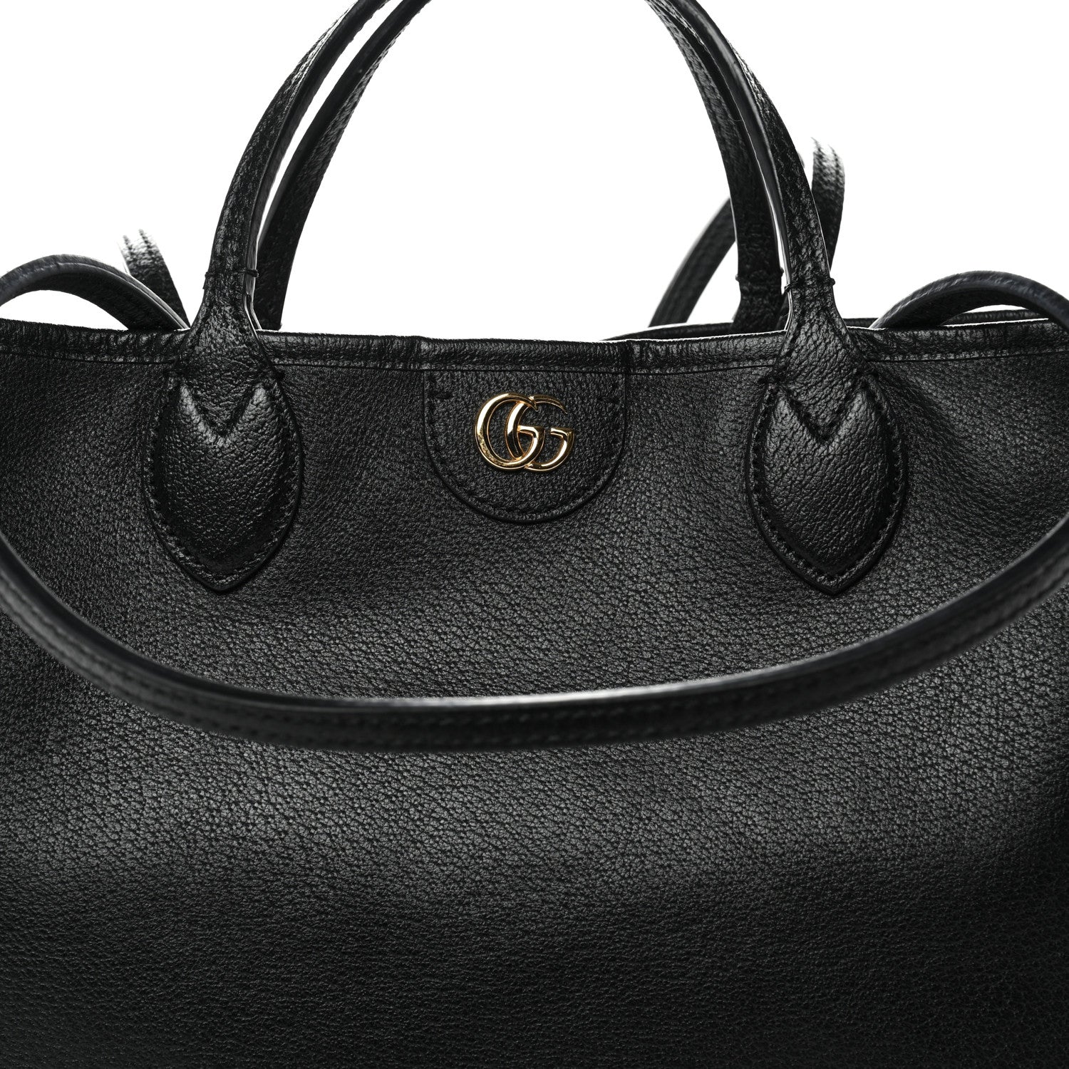 Gucci Textured Dollar Calfskin Medium Ophidia Shoulder Tote Bag Black