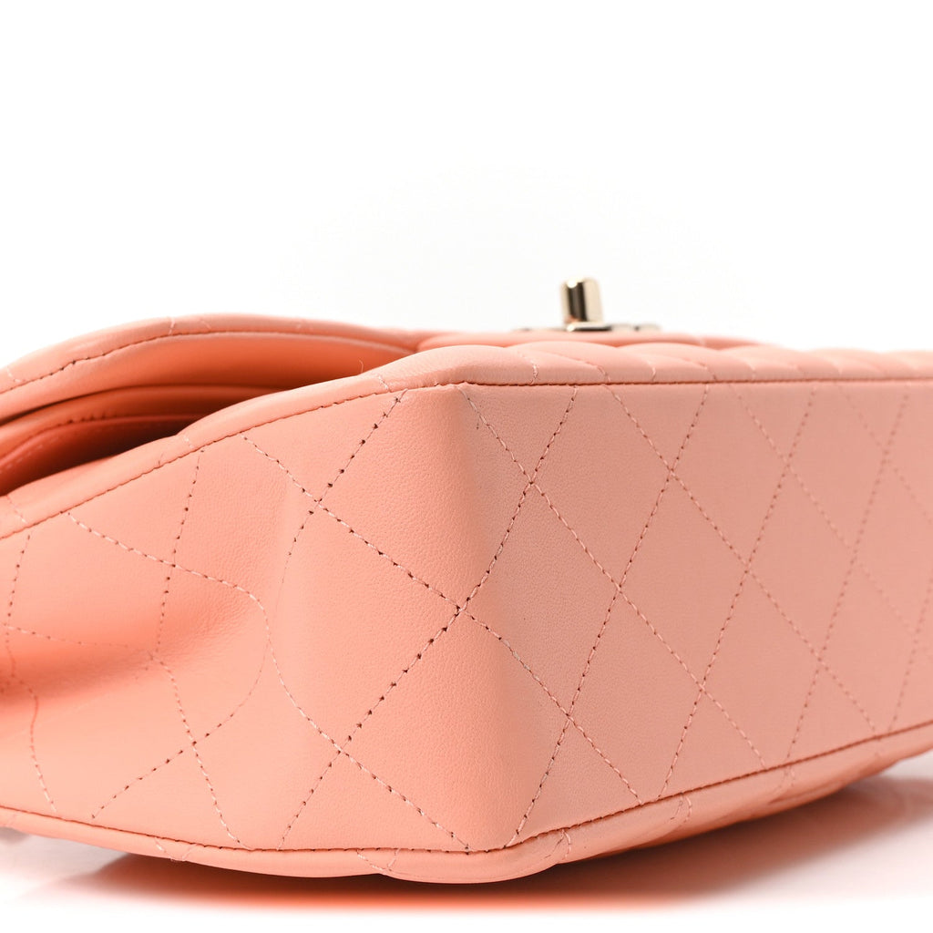Chanel Lambskin Quilted Small Double Flap Light Orange