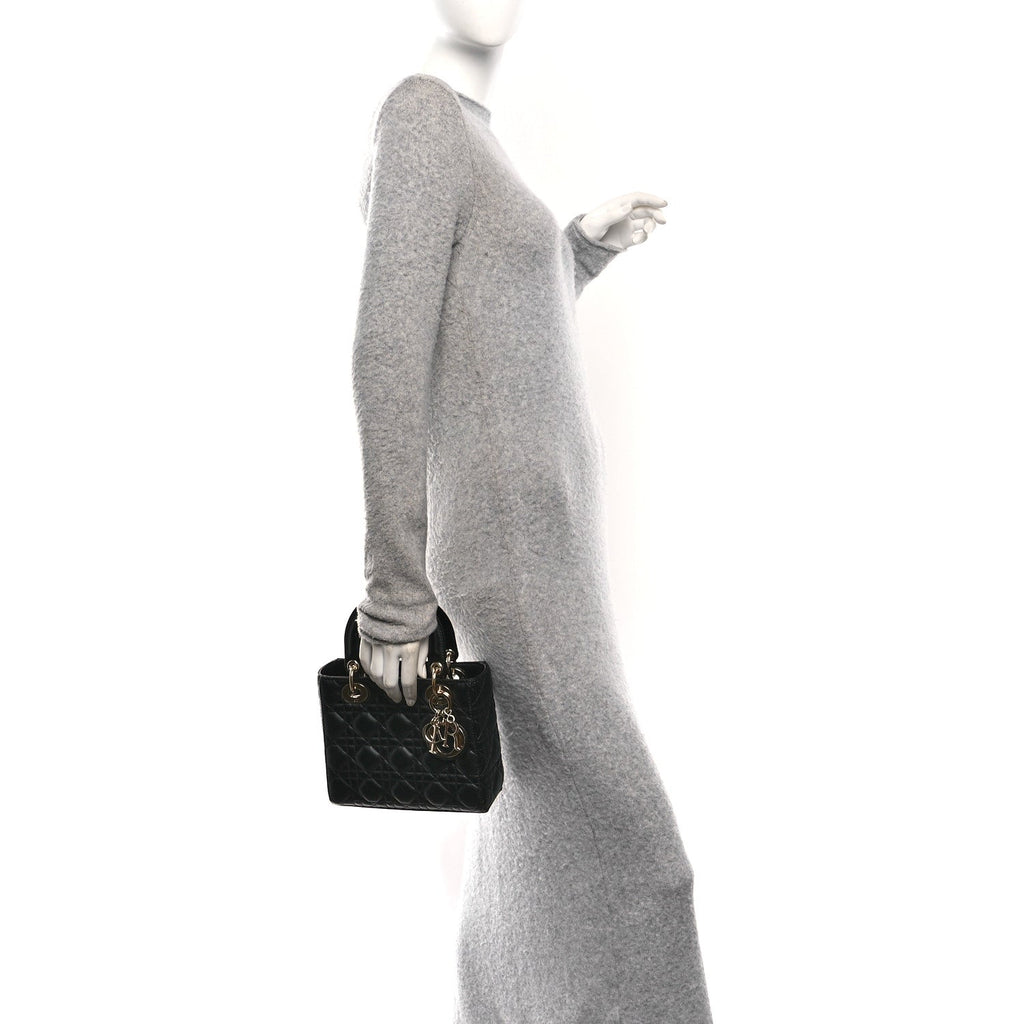 Christian Dior Lambskin Cannage Small My ABCDior Lady Dior Black