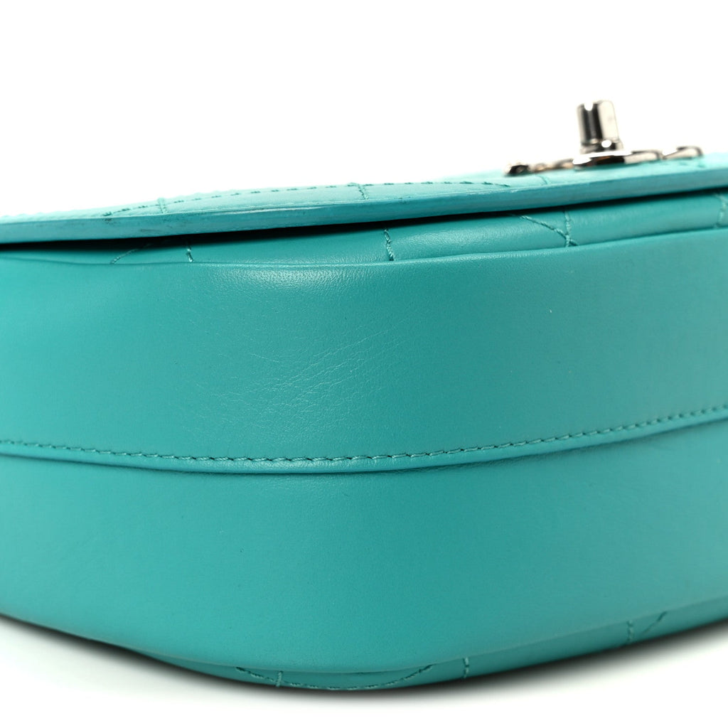 Chanel Calfskin Stitched Small Ring My Bag Flap Crossbody Turquoise