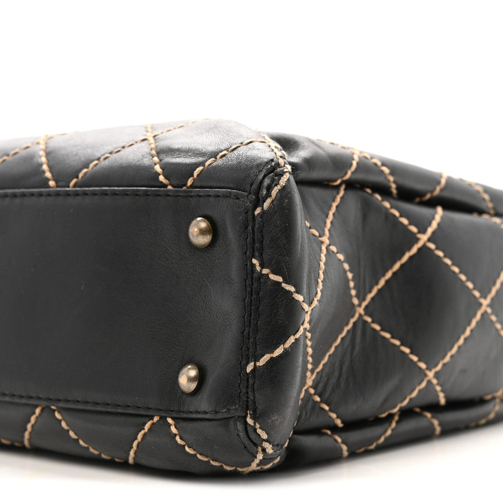 Chanel Calfskin Wild Stitch Large Tote Black