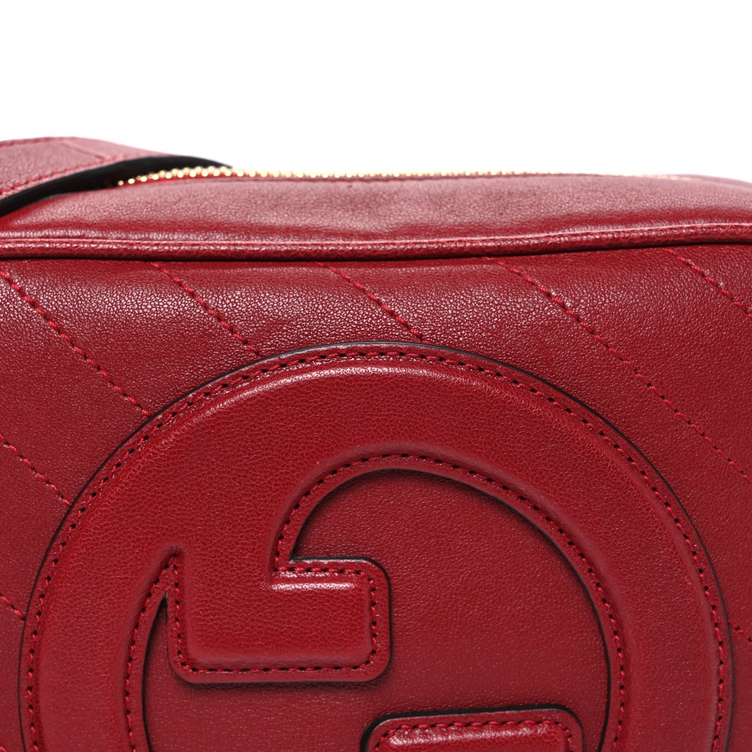 Gucci Sakai Be Green Calfskin Diagonal Stitched Small Blondie Shoulder Bag Rosso