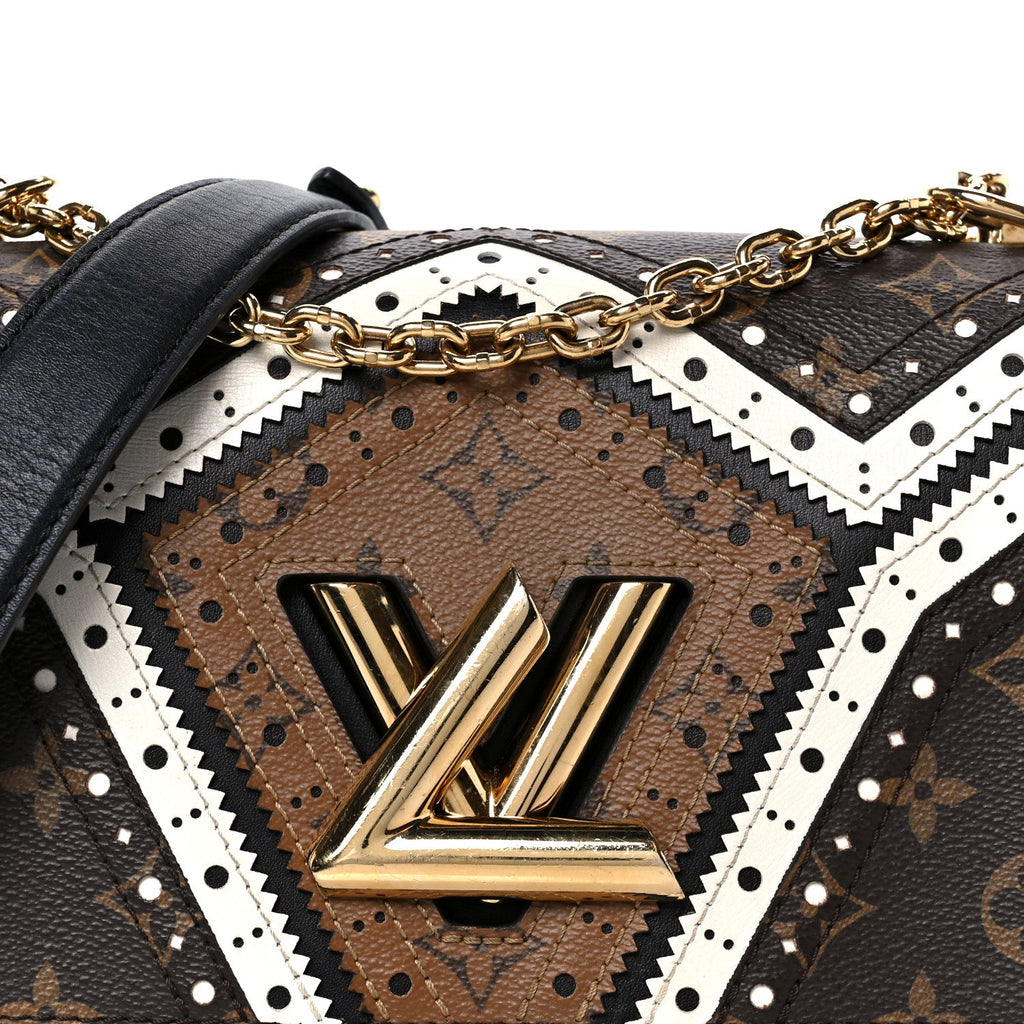 Louis Vuitton Veau Satin Monogram Twist Shoulder Bag MM Black