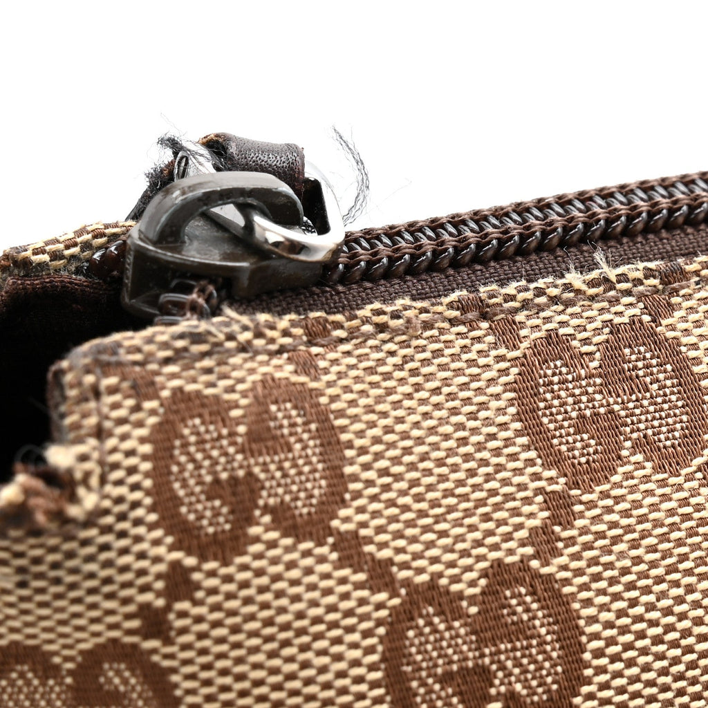 Gucci Monogram Calfskin Perforated Medium Flat Messenger Bag Dark Brown