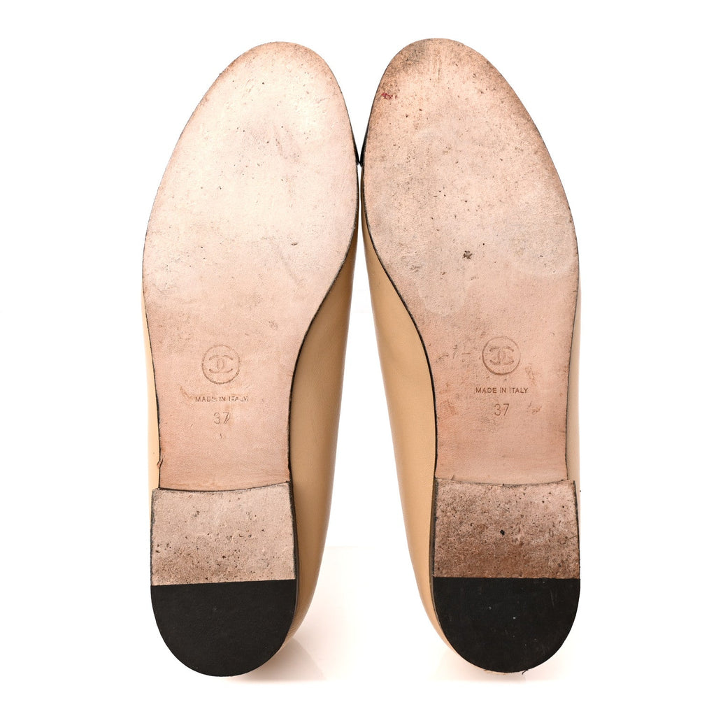 Lambskin Cap Toe CC Ballerina Flats 37 Beige Black