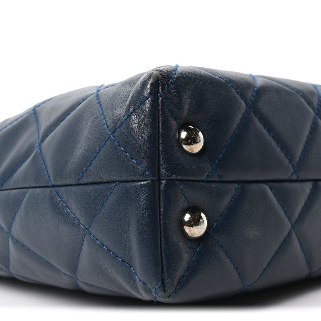 Chanel Calfskin Quilted In The Business North South Tote  Blue