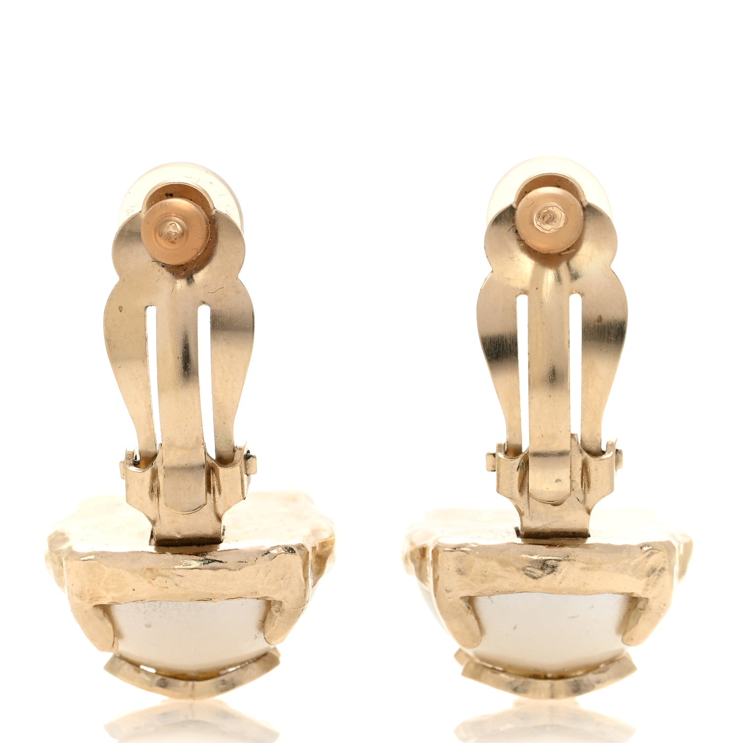 Pearl CC Clip On Earrings Gold