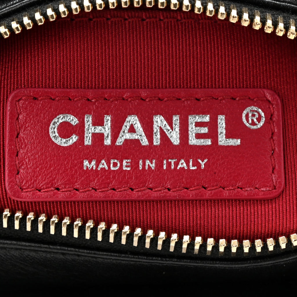 Chanel Aged Calfskin Quilted Small Gabrielle Logo Hobo Black